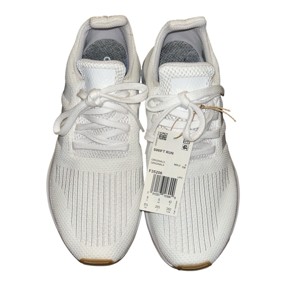 NWOB Adidas Swift Run 1.0 Mens Running Shoes, White IE7475 Size 8.5 Gum Bottom